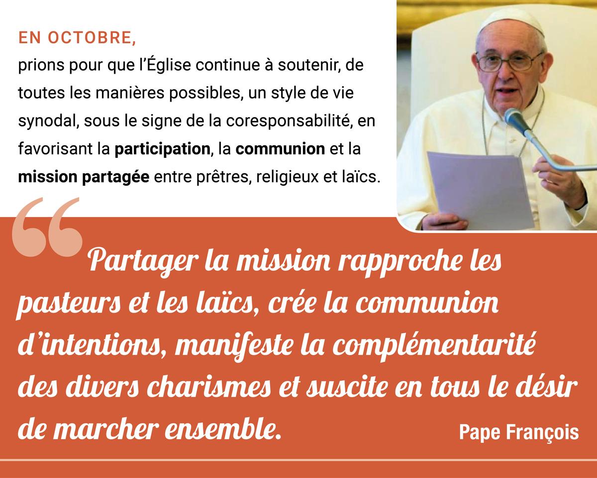 INTENTION DE PRIERES DU PAPE FRANCOIS pour le mois d'octobre 2024 ; "POUR UNE MISSION PARTAGÉE"  258262-prions-pour-les-fruits-du-synode