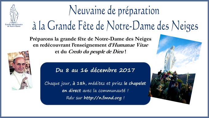 Nouvelle neuvaine à Notre-Dame des Neiges : du 8 au 16 décembre 2017